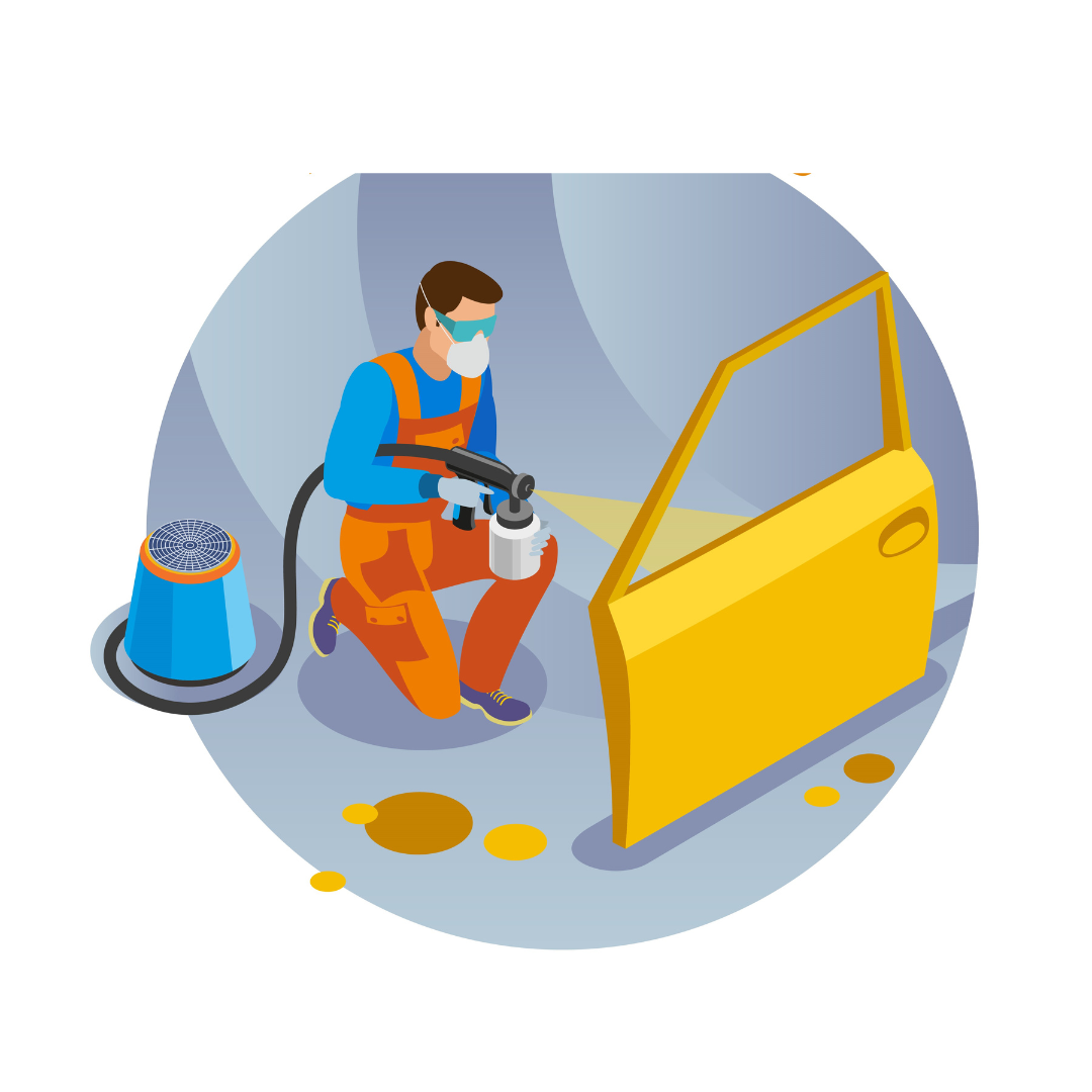 spraying the car